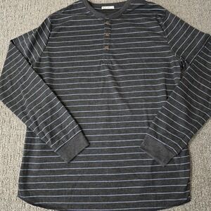 Marine Layer Henley Shirt Mens M Gray Striped Long Sleeve Casual‎ Soft